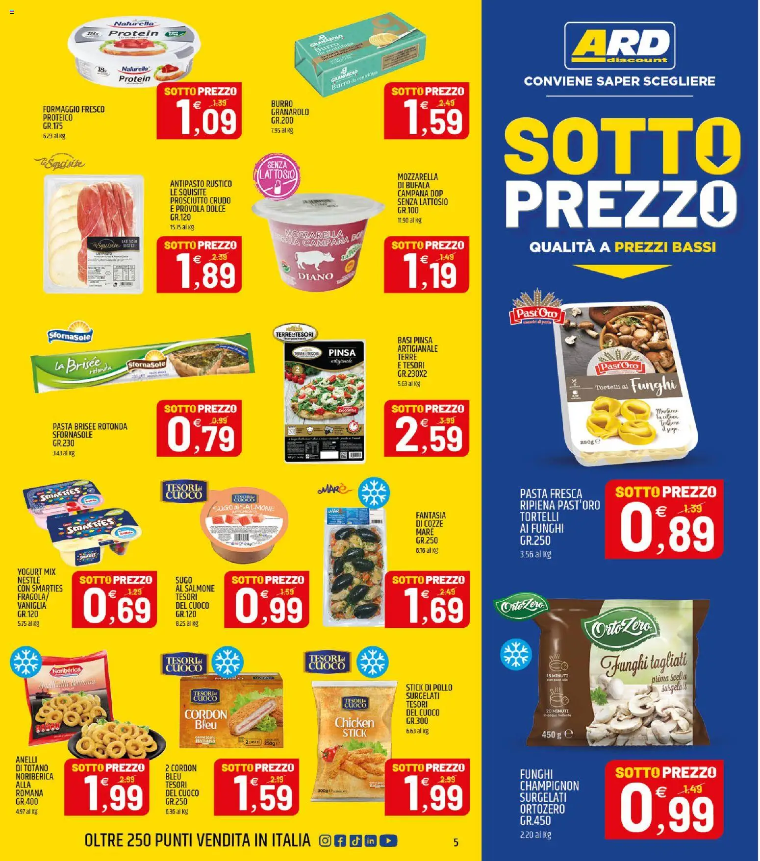 Volantino ARD Discount del 27.04.2026 | Pagina: 5 | Prodotti: Yogurt, Salmone, Funghi, Totano