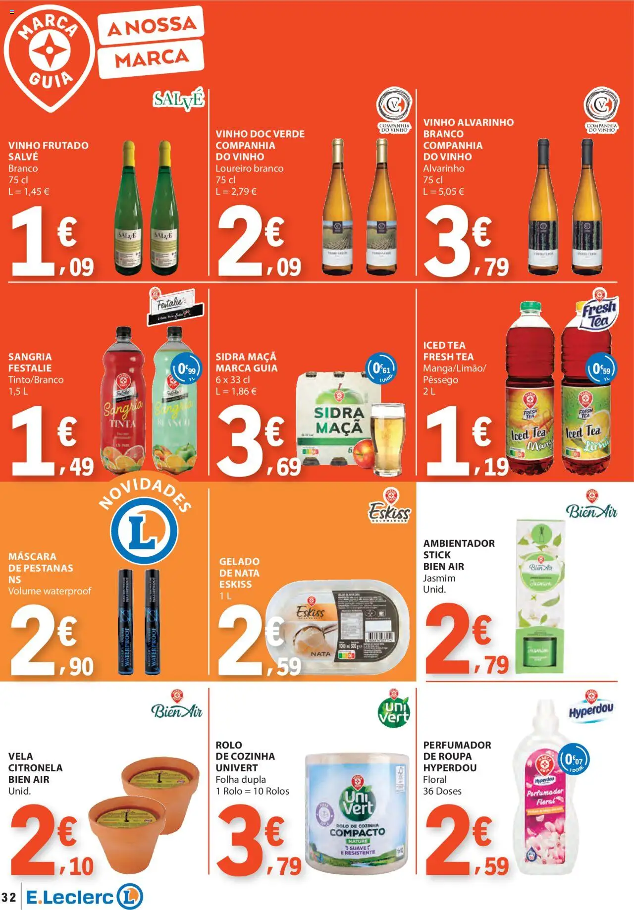 E.Leclerc folheto │ válido de 31.07.2025 | Página: 32 | Produtos: Tinta, Maça, Vinho, Nata