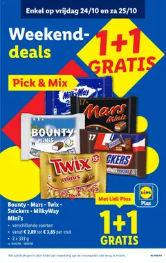 Bounty - Mars - Twix - Snickers - MilkyWay Mini's, verschillende soorten, 2 x 333 g - Voorbeeld van een folder van Lidl, geldig van 22.10.2025 | Pagina: 62