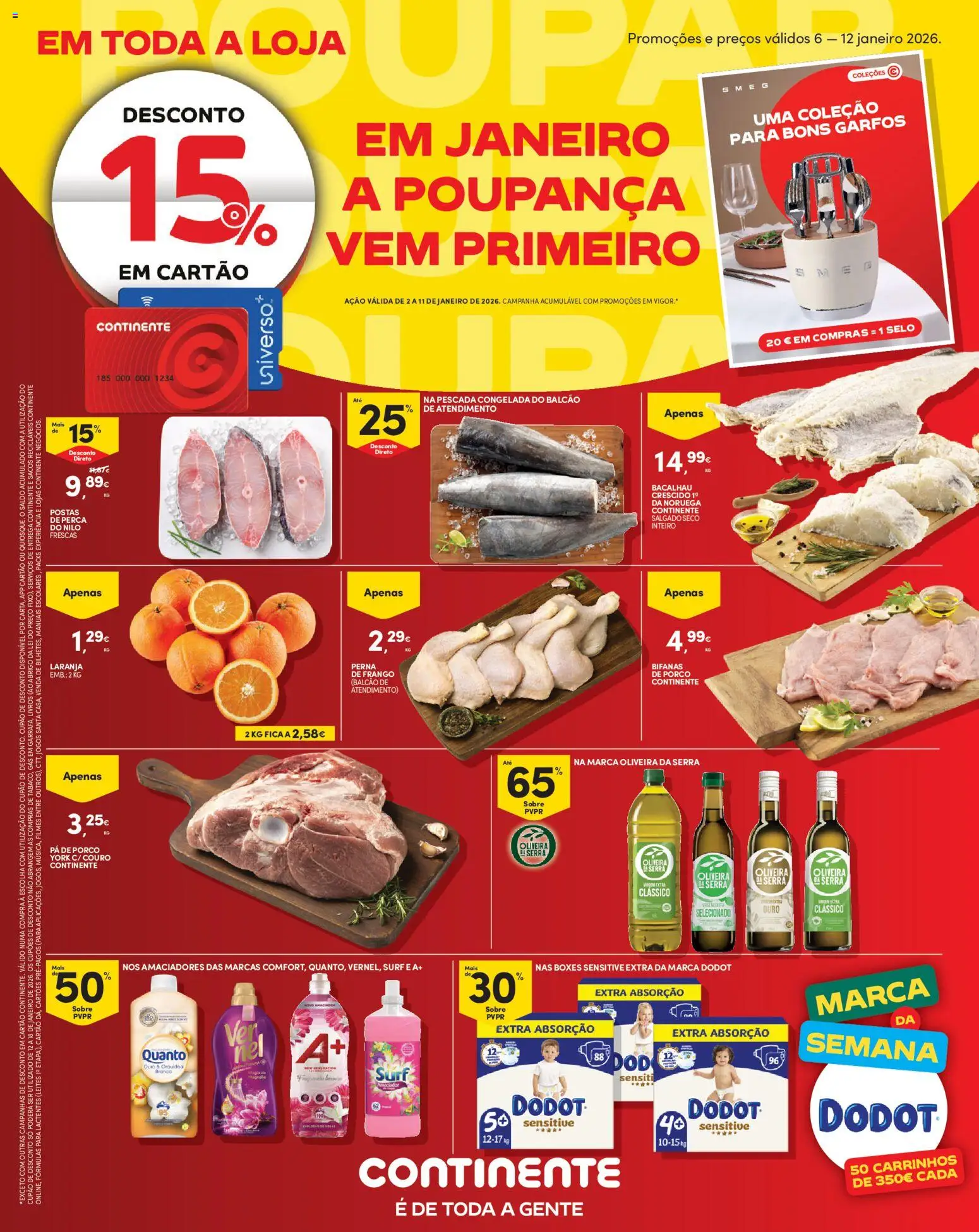 Continente - Madeira: Folheto Semanal │ válido de 06.01.2026 | Página: 1 | Produtos: Bacalhau, Pescada, Garfos, Pá