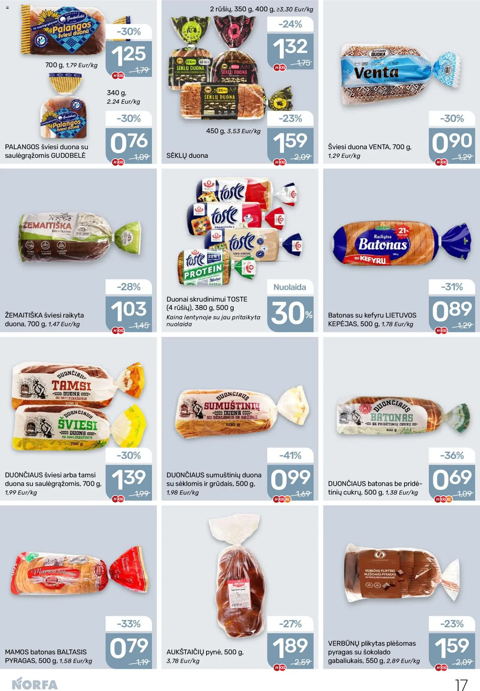 NORFA akcijos nuo 19.03.2026 | Puslapis: 17 | Prekių: Batonas, Pyragas, Duona