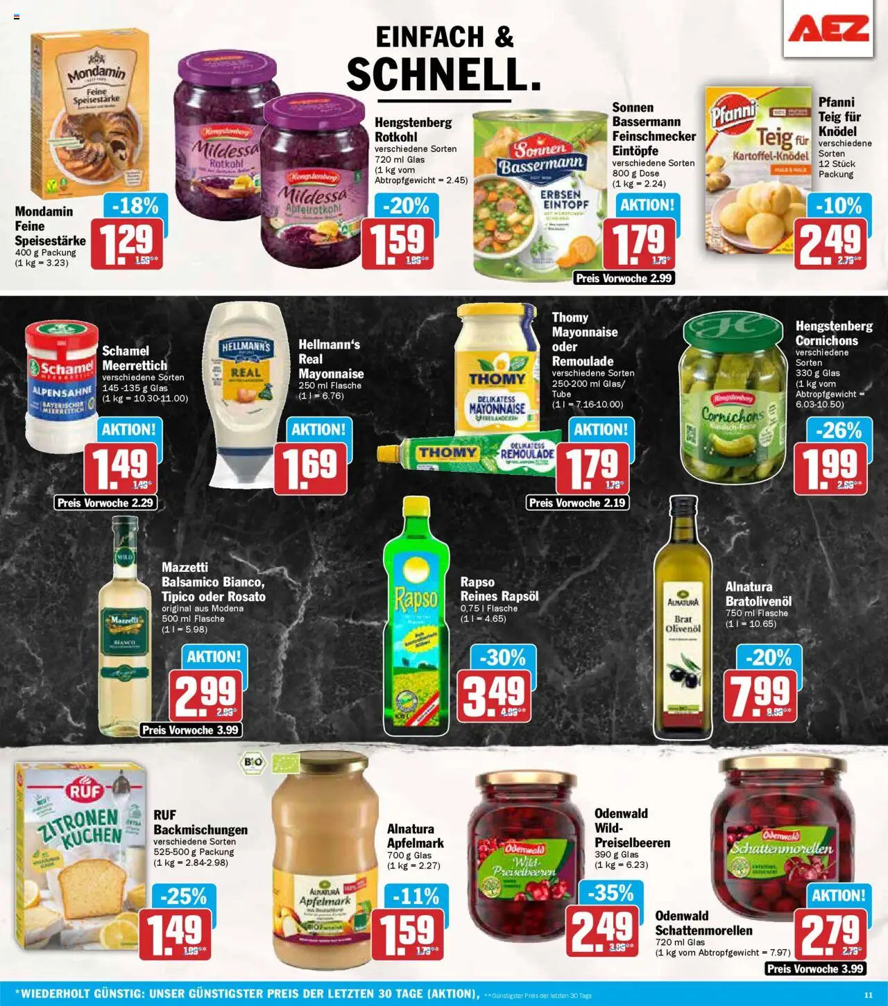 AEZ Prospekt 	 – gültig ab 22.09.2025 | Seite: 11 | Produkte: Rotkohl, Mayonnaise, Kuchen, Zitronen