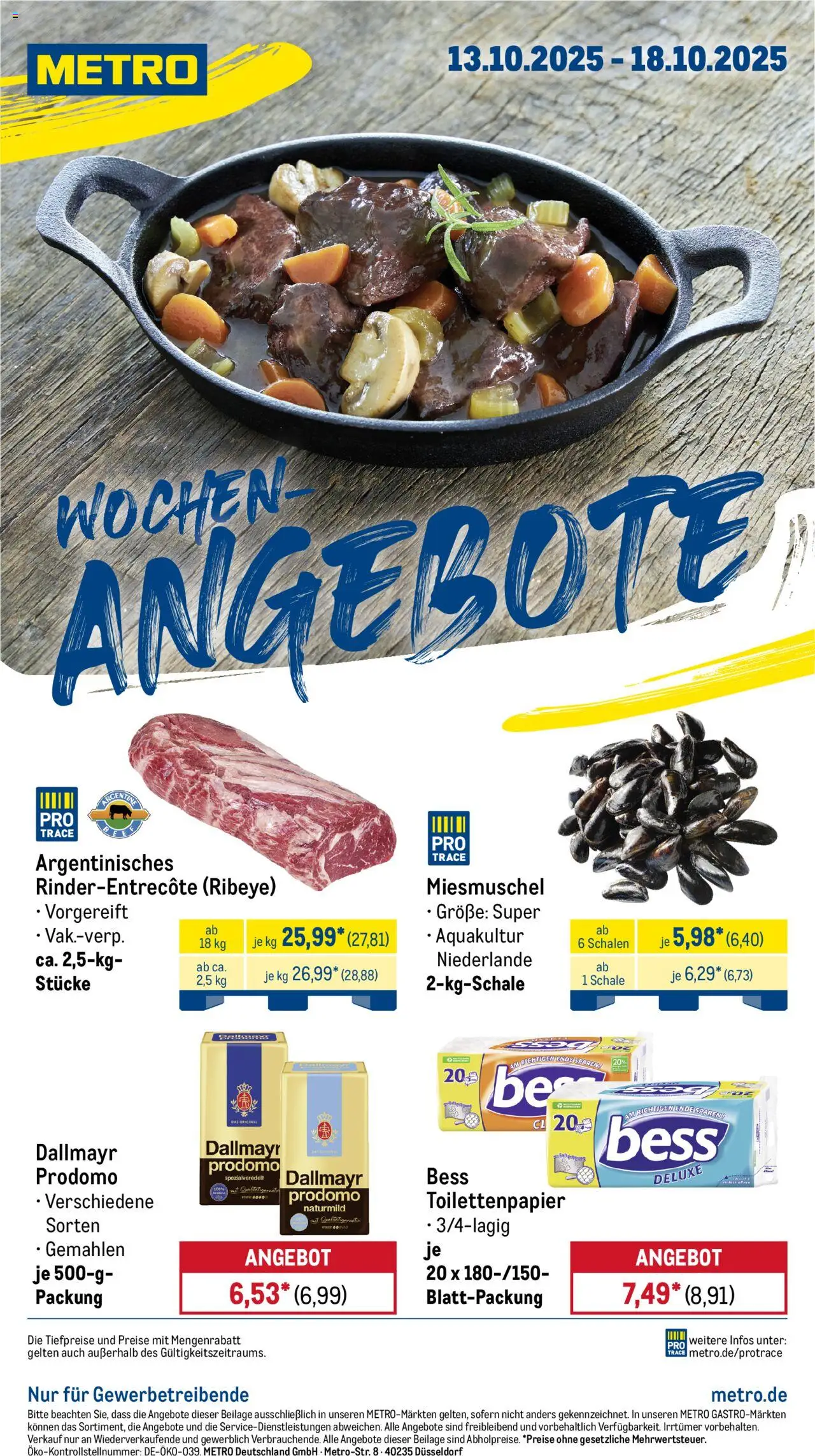 Metro Prospekt 	 – gültig ab 13.10.2025 | Seite: 1 | Produkte: Dallmayr, Dallmayr prodomo, Toilettenpapier