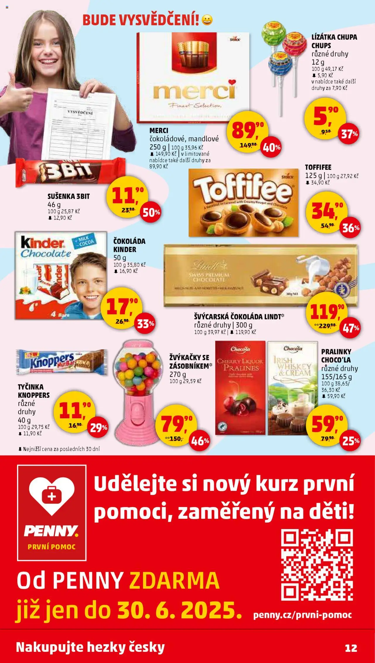 Penny Market leták - Čtvrtečník od 19.06.2025 | Strana: 12 | Produkty: Čokoláda, Knoppers, Toffifee, Merci