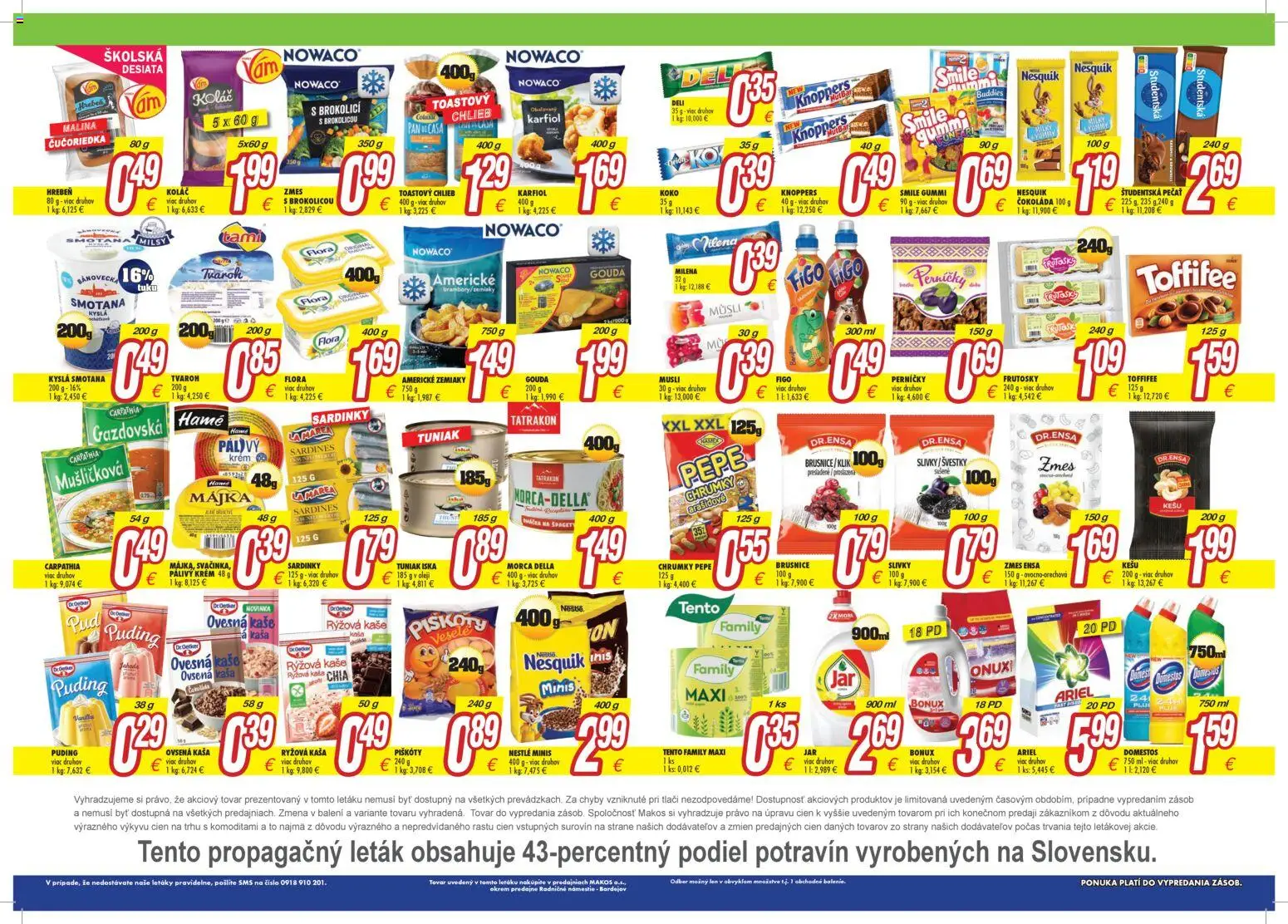 Nové Makos akcie – leták je platný od 05.01.2026 | Strana: 2 | Produkty: Chlieb, Smotana, Krém, Ariel