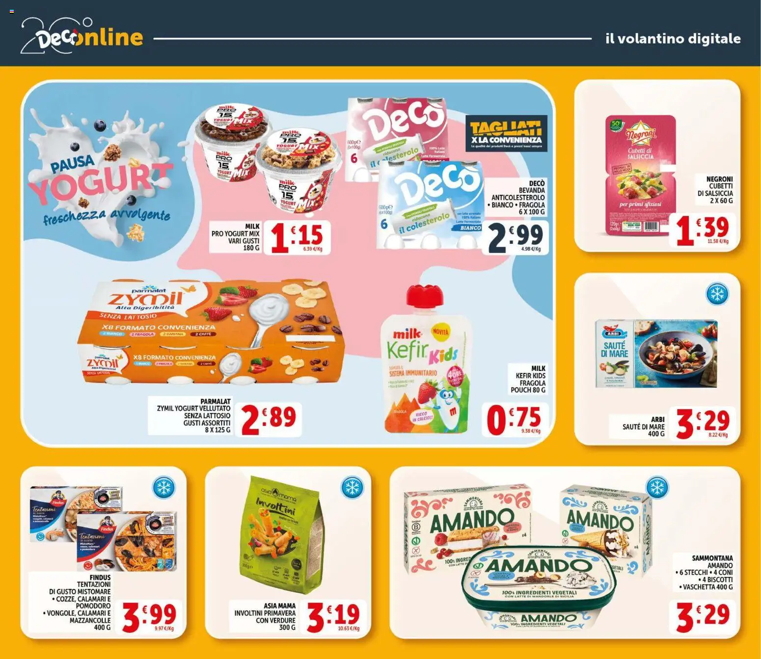 Volantino Decò del 09.04.2026 | Pagina: 24 | Prodotti: Yogurt, Mazzancolle, Verdure, Mensola