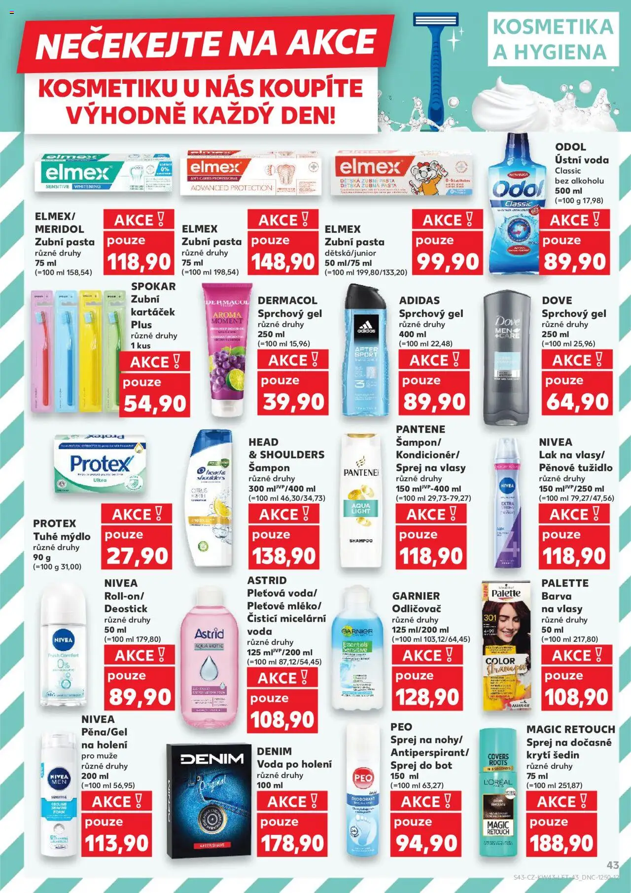 Kaufland leták - Chomutov od 22.10.2025 | Strana: 43 | Produkty: Sprchový gel, Zubní pasta, Nivea, Meridol
