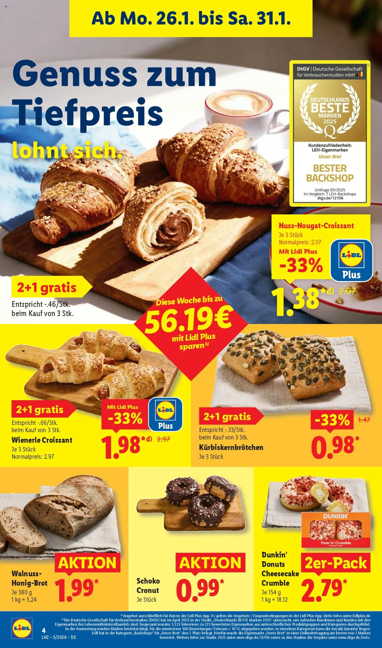 Lidl Prospekt Hilders – gültig ab 26.01.2026 | Seite: 14 | Produkte: Croissant, Donuts, Brot