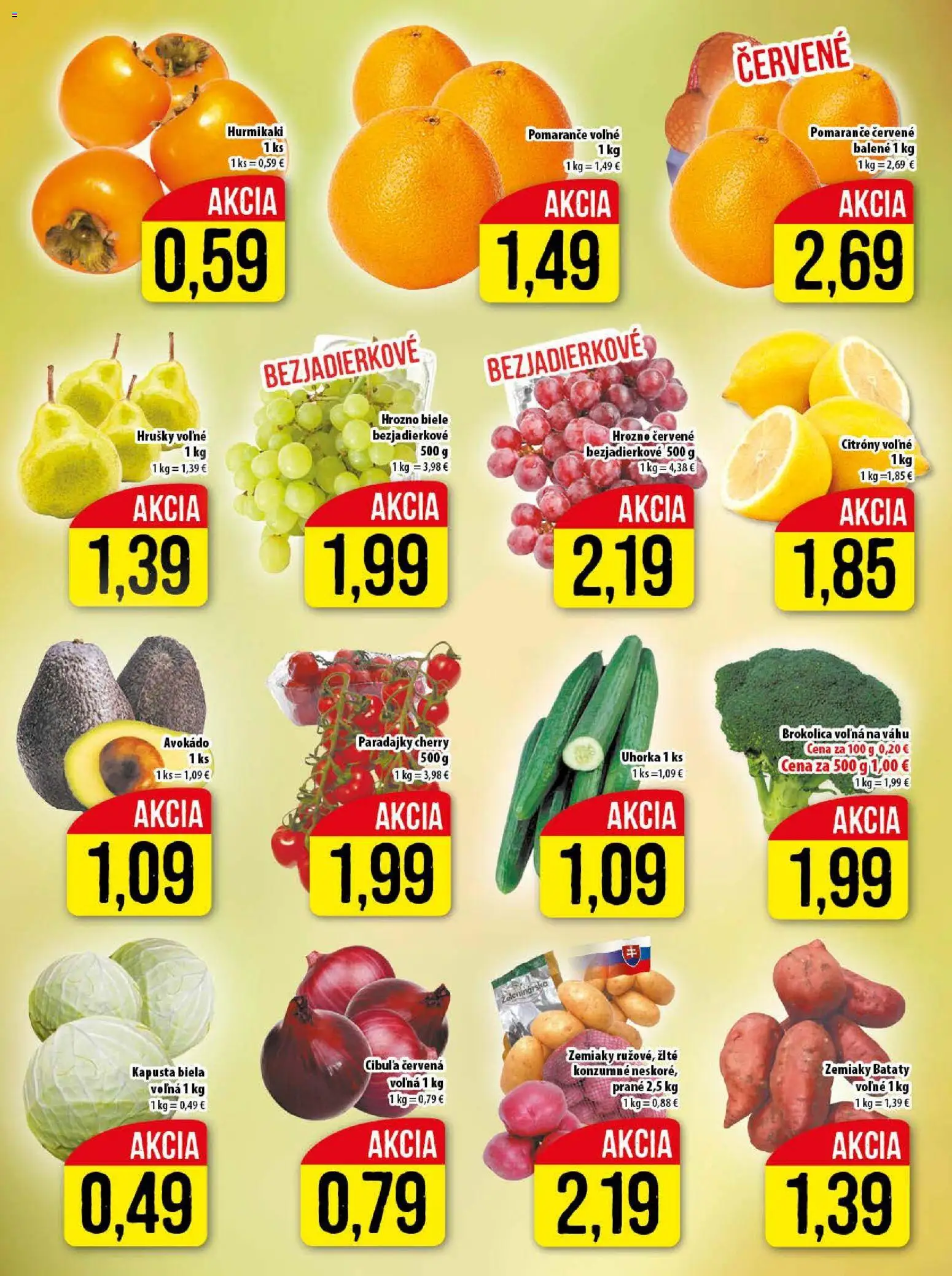 Nové Klas akcie – leták je platný od 19.01.2026 | Strana: 6 | Produkty: Hurmikaki, Avokádo, Zemiaky, Hrušky