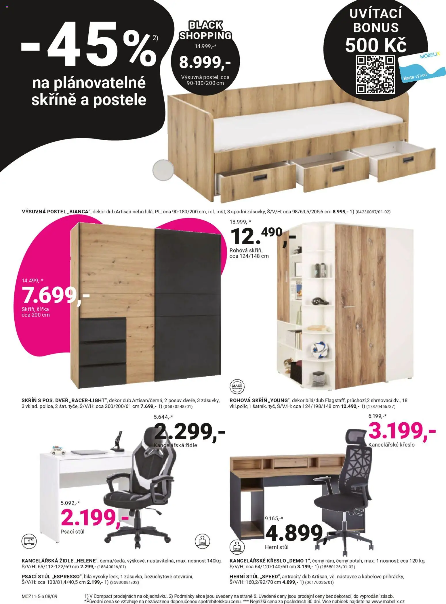Möbelix Black Friday od 10.11.2025 | Strana: 8 | Produkty: Skříně, Postel, Křeslo, Psací stůl