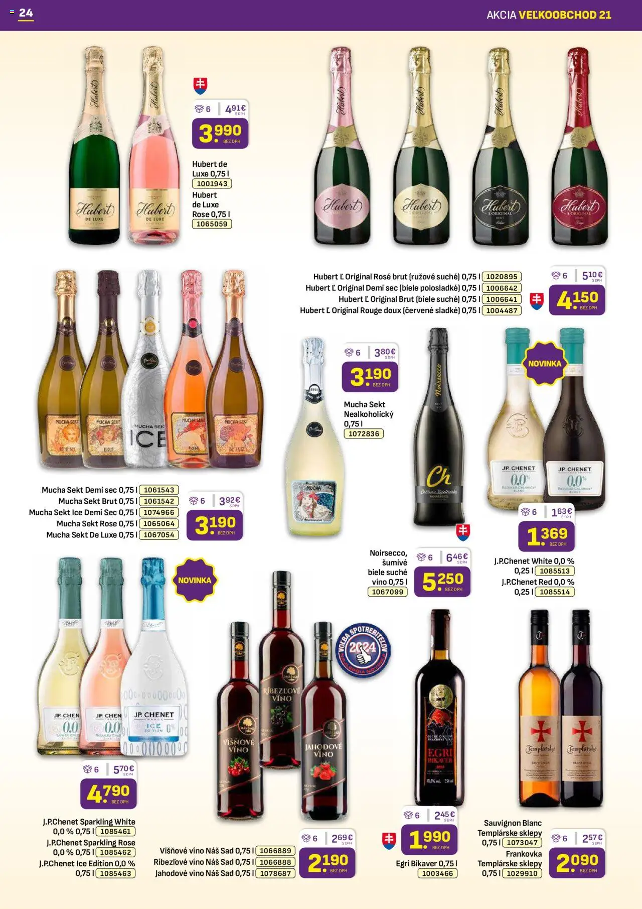 Nové Libex akcie – leták je platný od 20.10.2025 | Strana: 24 | Produkty: Víno, Ríbezľové víno, Hubert de Luxe