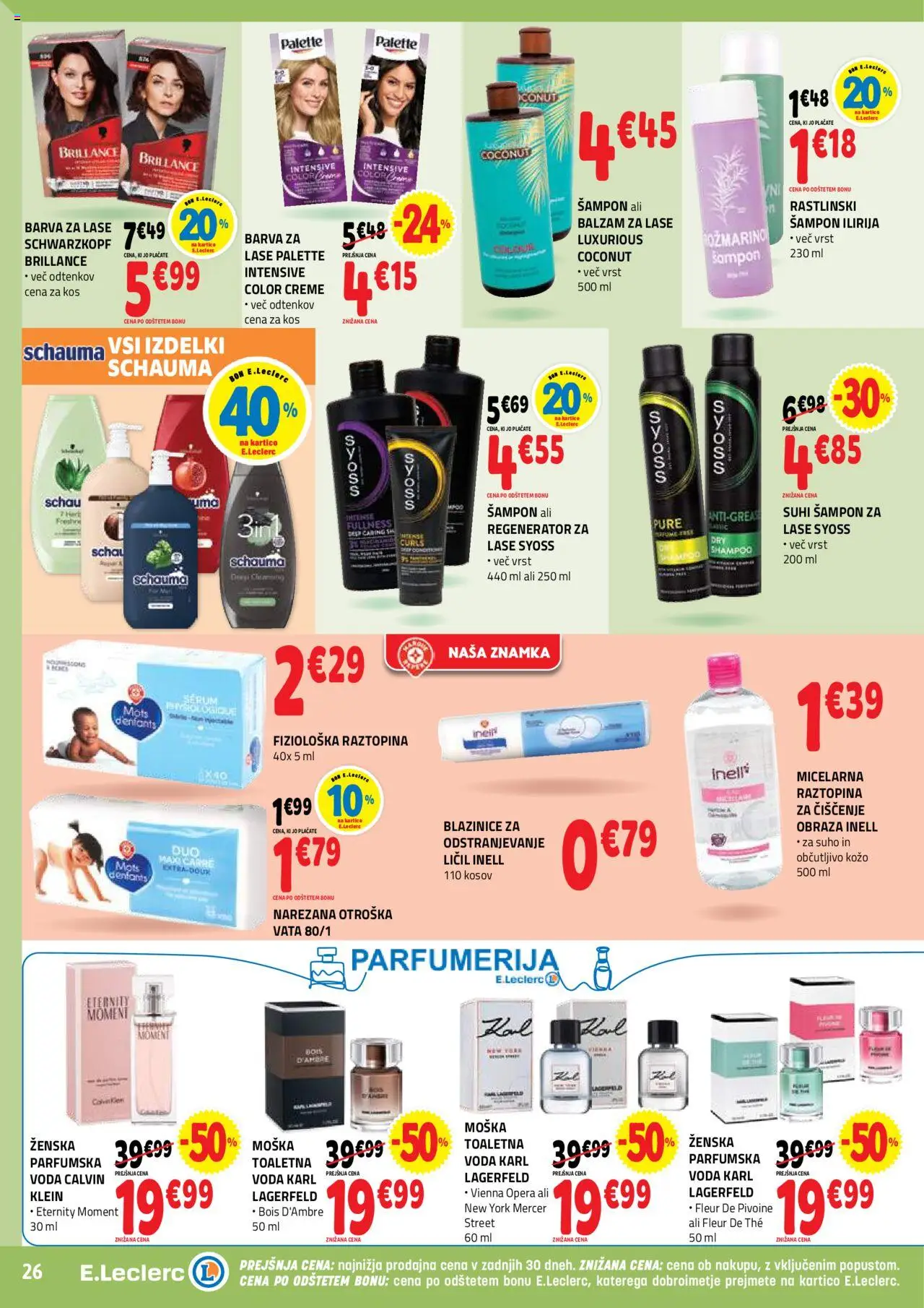 Novi E.leclerc katalog ponudbe – veljaven od 17.09.2025 | Stran: 26 | Izdelki: Kos, Sampon, Toaletna voda, Parfumska voda