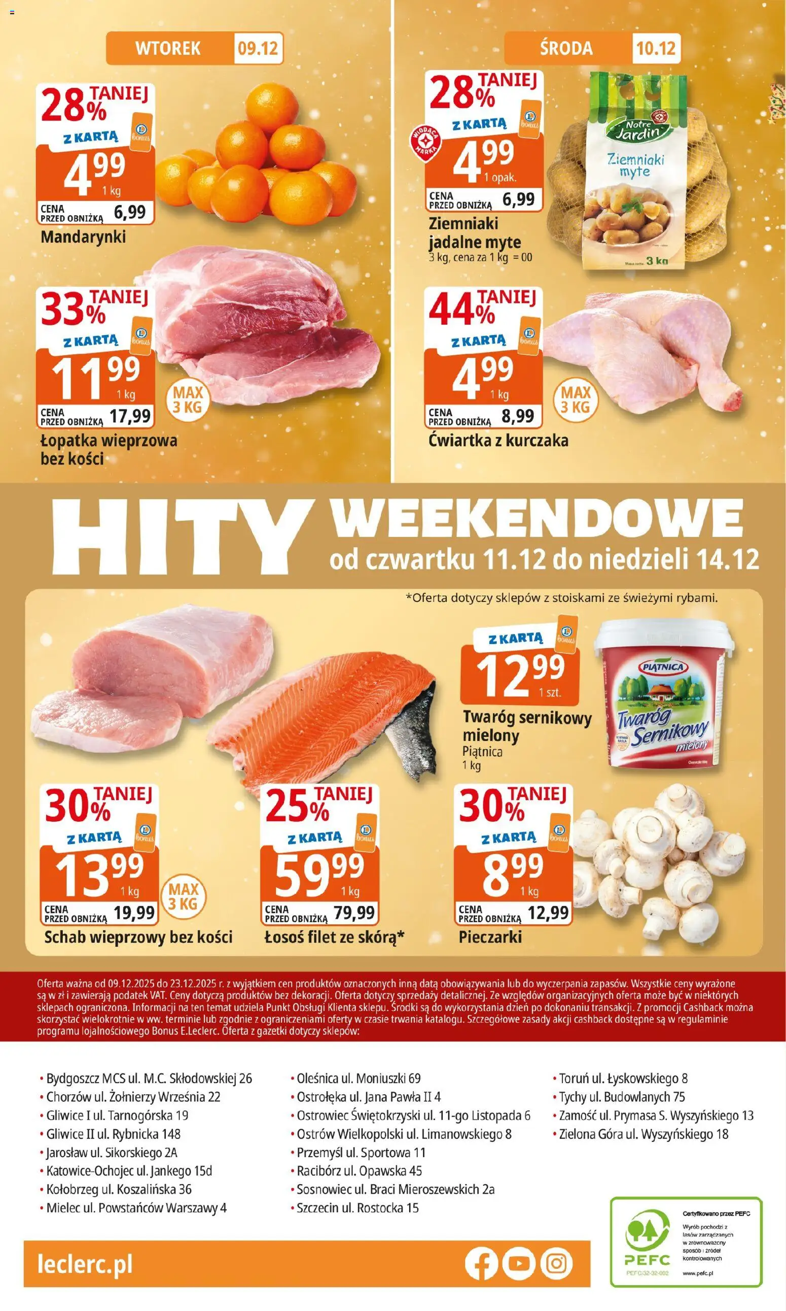 E.Leclerc Gazetka - Zamość od 09.12.2025 | Strona: 28 | Produkty: Schab, Schab wieprzowy, Łopatka wieprzowa, Mandarynki