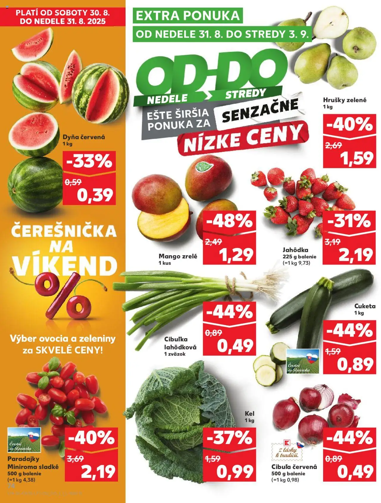 Kaufland SK akciós ujság - amely érvényes a következő dátumtól: 28.08.2025 | Oldal: 74 | Termékek: Mangó