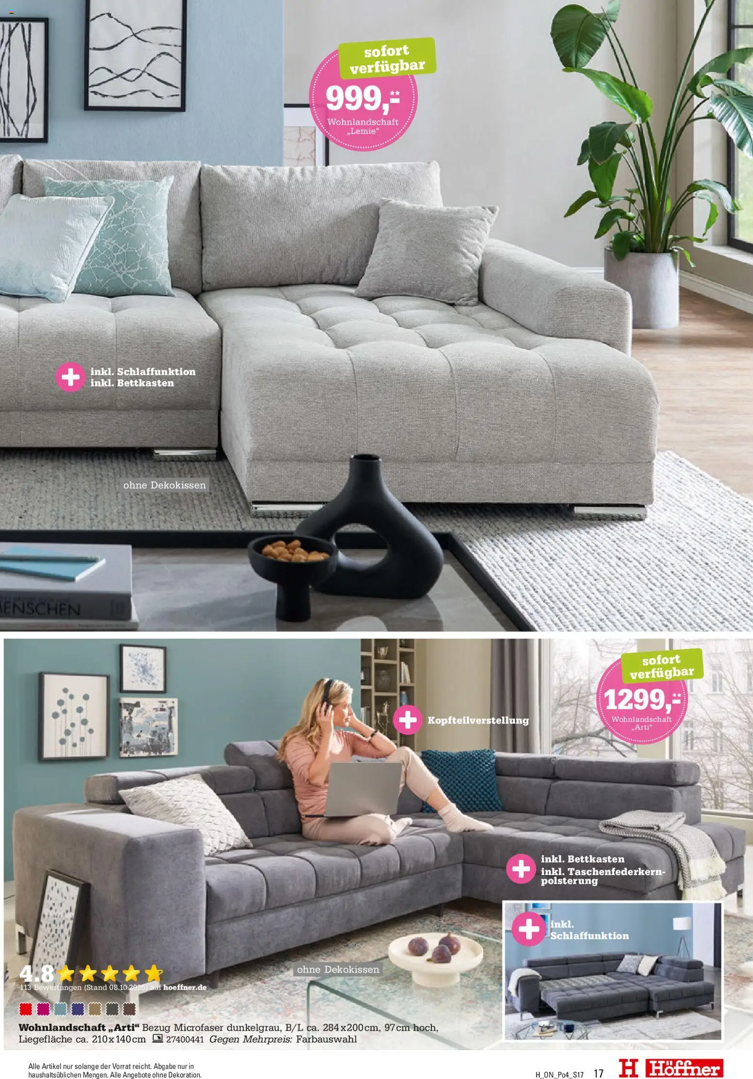 Höffner Prospekt 	 – gültig ab 28.10.2025 | Seite: 17 | Produkte: Wohnlandschaft
