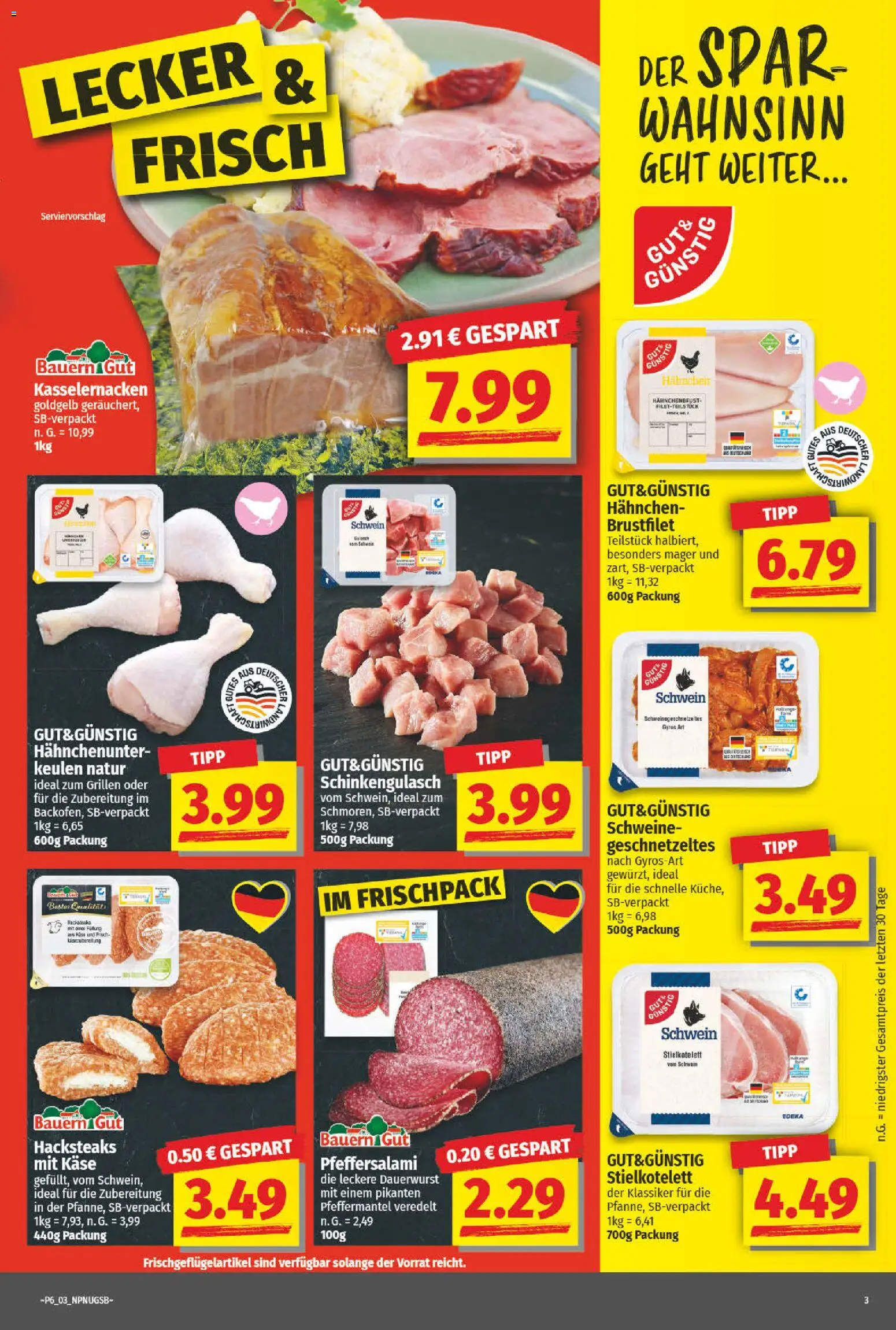 NP Discount Prospekt 	 – gültig ab 02.02.2026 | Seite: 3 | Produkte: Hahnchen, Käse, Fisch, Gyros