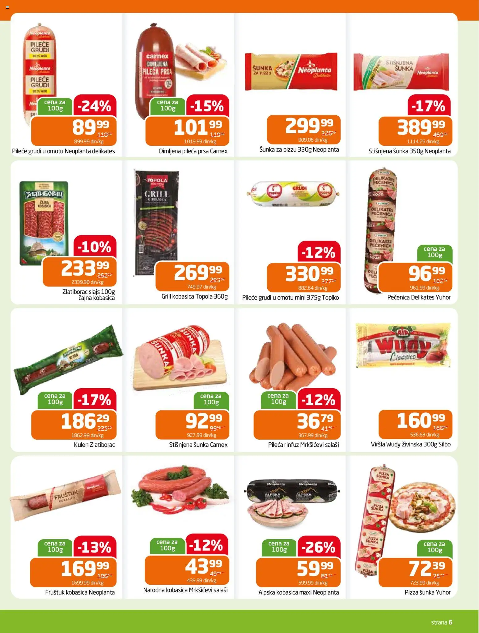 Gomex katalog - važi od 19.11.2025 | Strana: 6 | Proizvode: Kulen, Pizza šunka, Kobasica, Pečenica