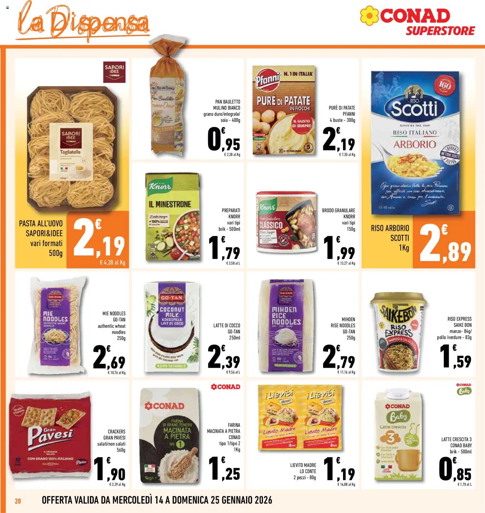 Volantino Conad del 14.01.2026 | Pagina: 20 | Prodotti: Minestrone, Manzo, Farina, Pasta