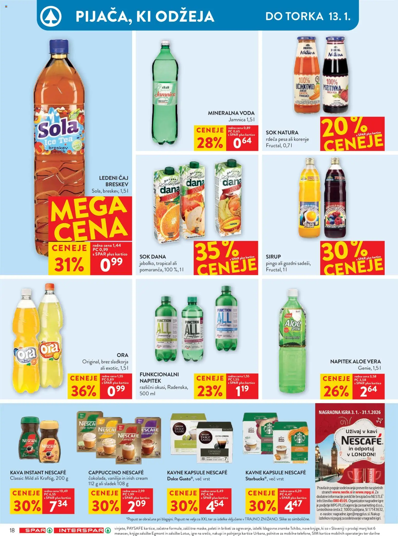 Novi Spar katalog ponudbe – veljaven od 07.01.2026 | Stran: 22 | Izdelki: Ledeni čaj, Mineralna voda, Voda, Breskev