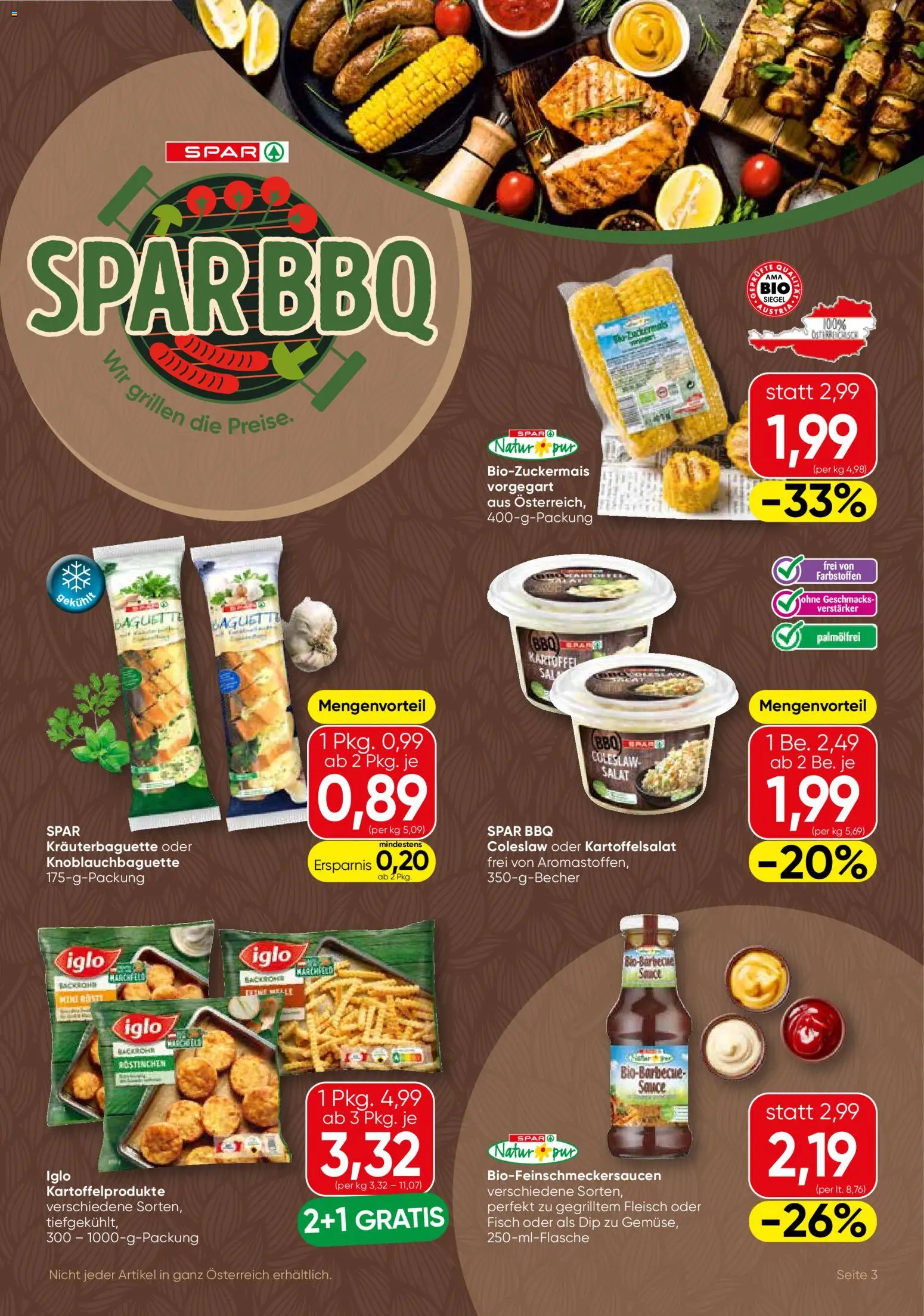 SPAR Gourmet Flugblatt gültig ab 09.04.2026 | Seite: 3 | Produkte: Salat, Jääkaappipakastin, Fisch