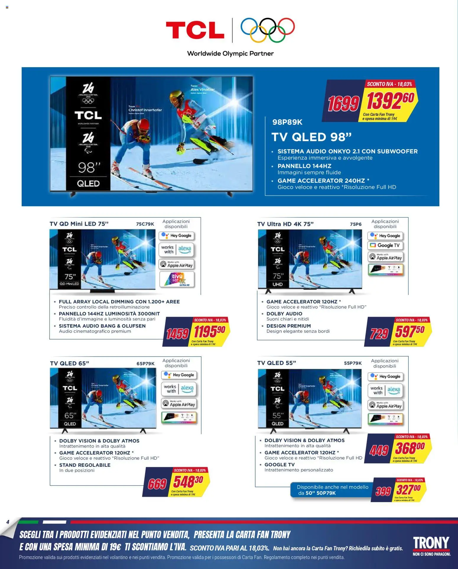 Volantino Trony del 02.04.2026 | Pagina: 4 | Prodotti: TV, Audio, Gioco, Fan