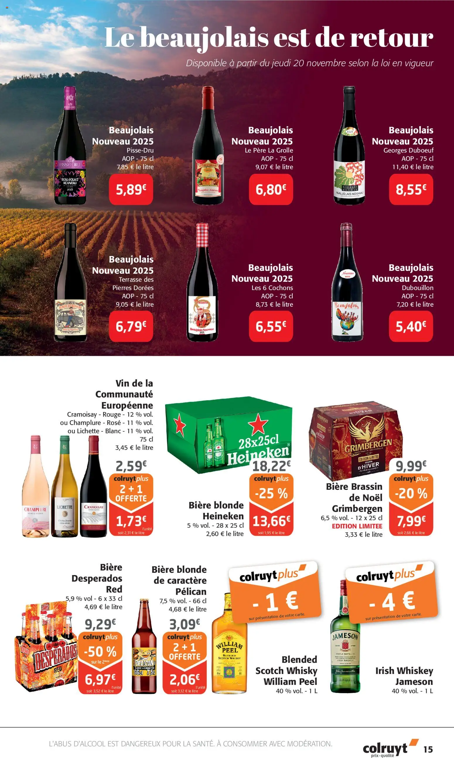 {H1} | Page: 15 | Produits: Whisky, Bière blonde, Bière, Heineken