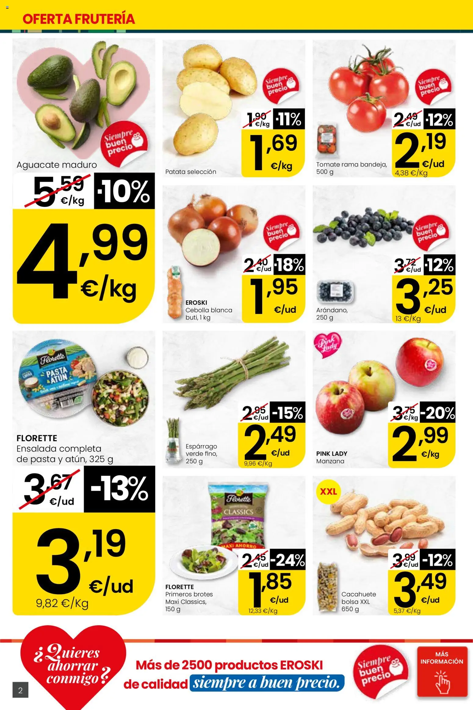 Eroski Quieres ahorrar conmigo │ válido desde el 16.04.2026 | Página: 2 | Productos: Pasta, Manzana, Ensalada, Bolsa