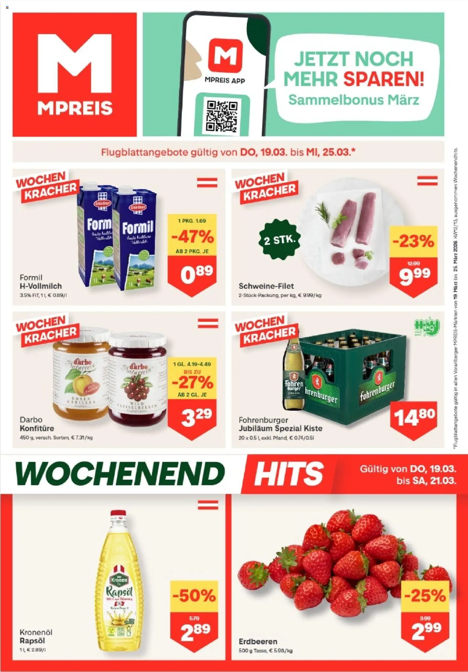 MPREIS Hohenems gültig ab 19.03.2026 | Seite: 1 | Produkte: Erdbeeren