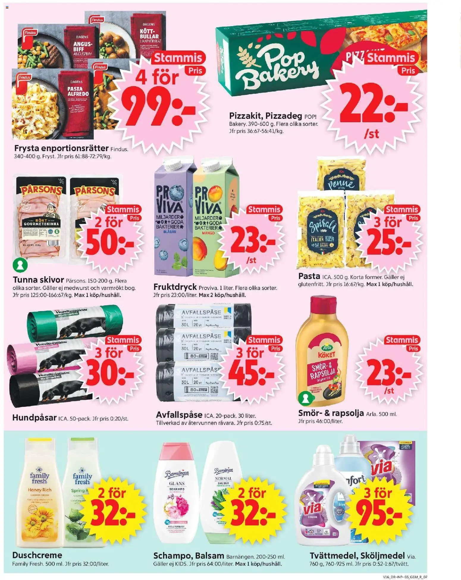 ICA Supermarket reklamblad aktuell från 13.04.2026 | Sida: 9 | Produkter: Schampo, Rapsolja, Pasta, Blåbär
