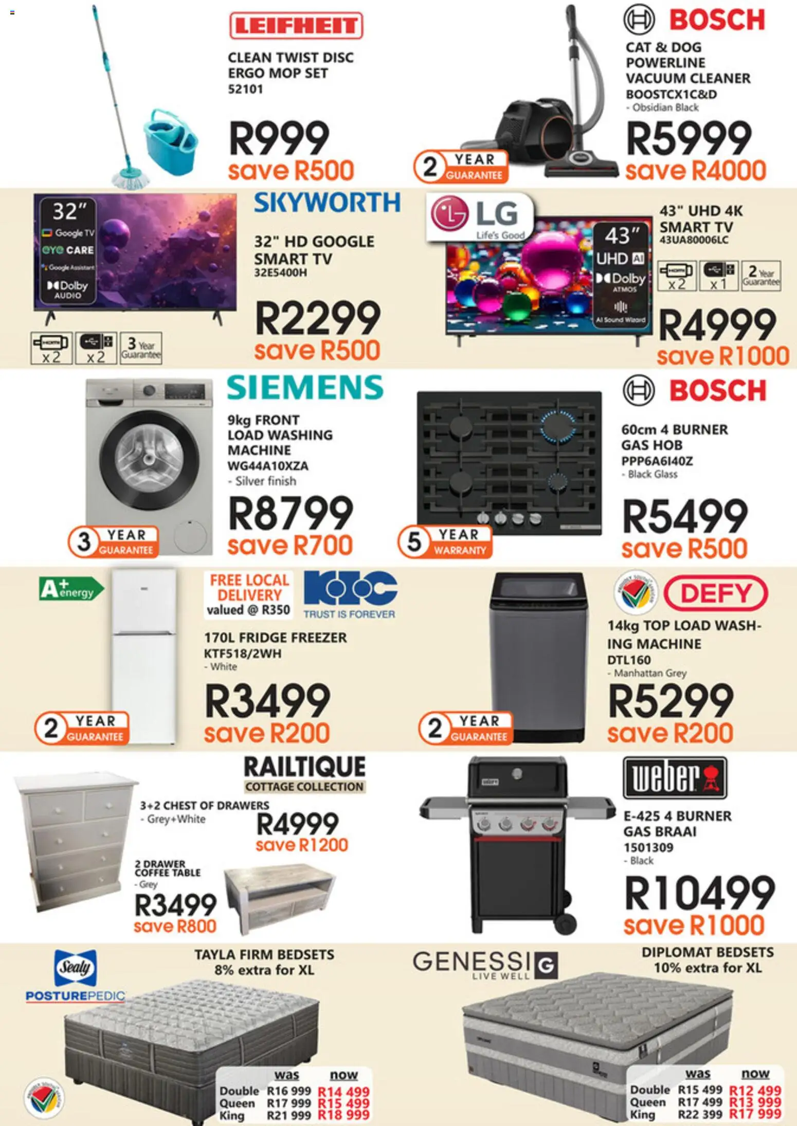 New Tafelberg Furnishers catalogue – valid from 04.03.2026 | Page: 5 | Products: Freezer, Vacuum cleaner, Coffee table, Table