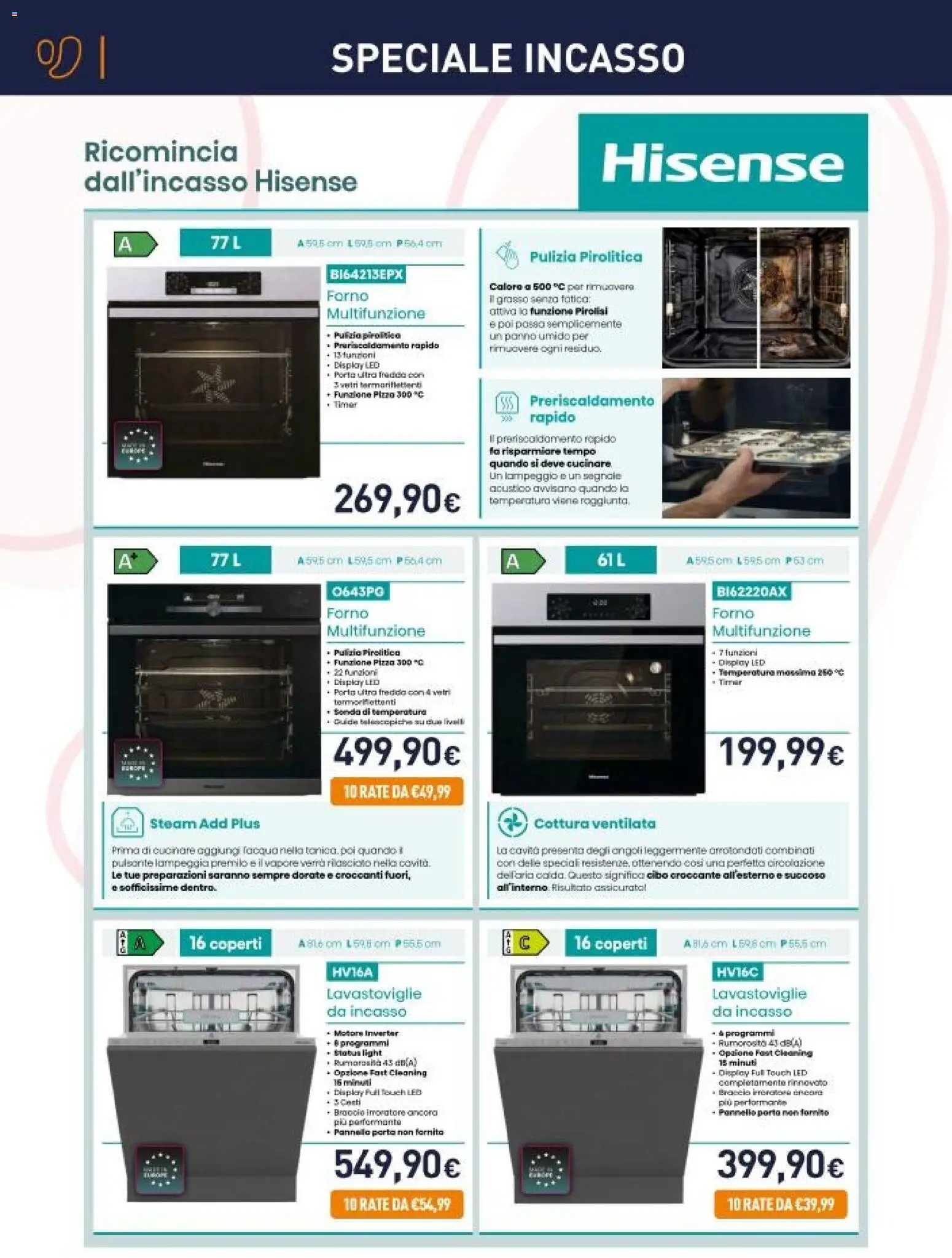 Volantino Unieuro del 16.01.2026 | Pagina: 10 | Prodotti: Lavastoviglie da incasso, Lavastoviglie, Forno
