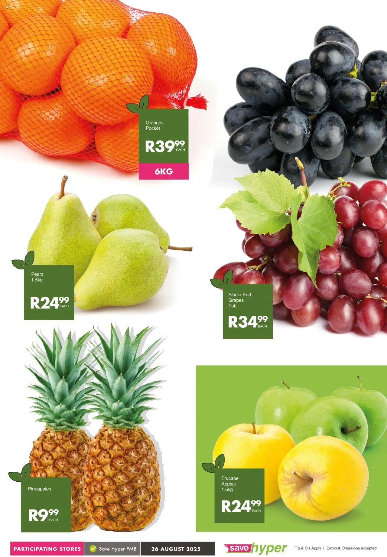 Save Market Day │ valid from 26.08.2025 | Page: 6 | Products: Pears, Apples, Oranges, Grapes