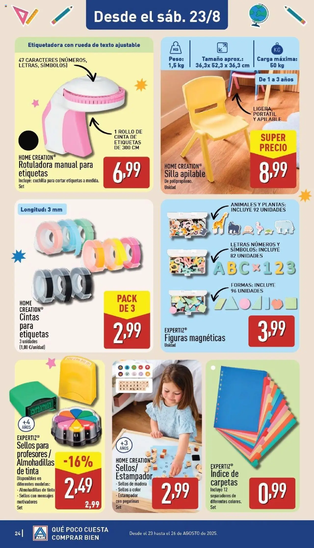 Aldi folleto Península │ válido desde el 18.08.2025 | Página: 24 | Productos: Silla apilable, Peso, Silla