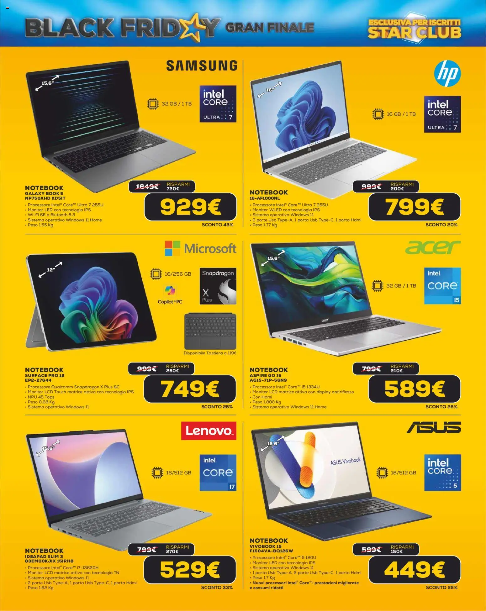 Volantino Euronics del 26.11.2025 | Pagina: 6 | Prodotti: Monitor, Notebook, Tastiera, Samsung