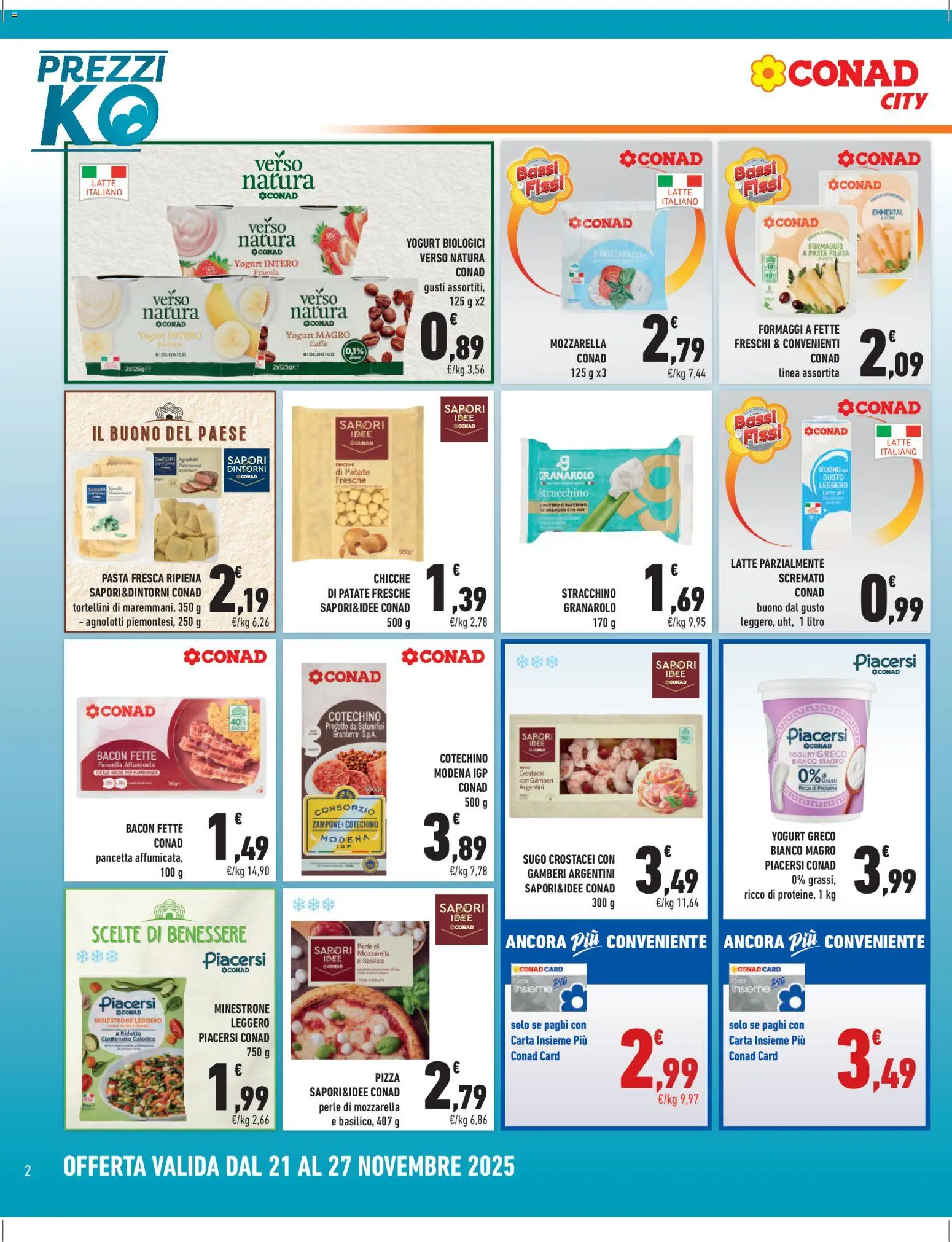 Volantino Conad del 21.11.2025 | Pagina: 2 | Prodotti: Pizza, Mozzarella, Sugo, Emmental