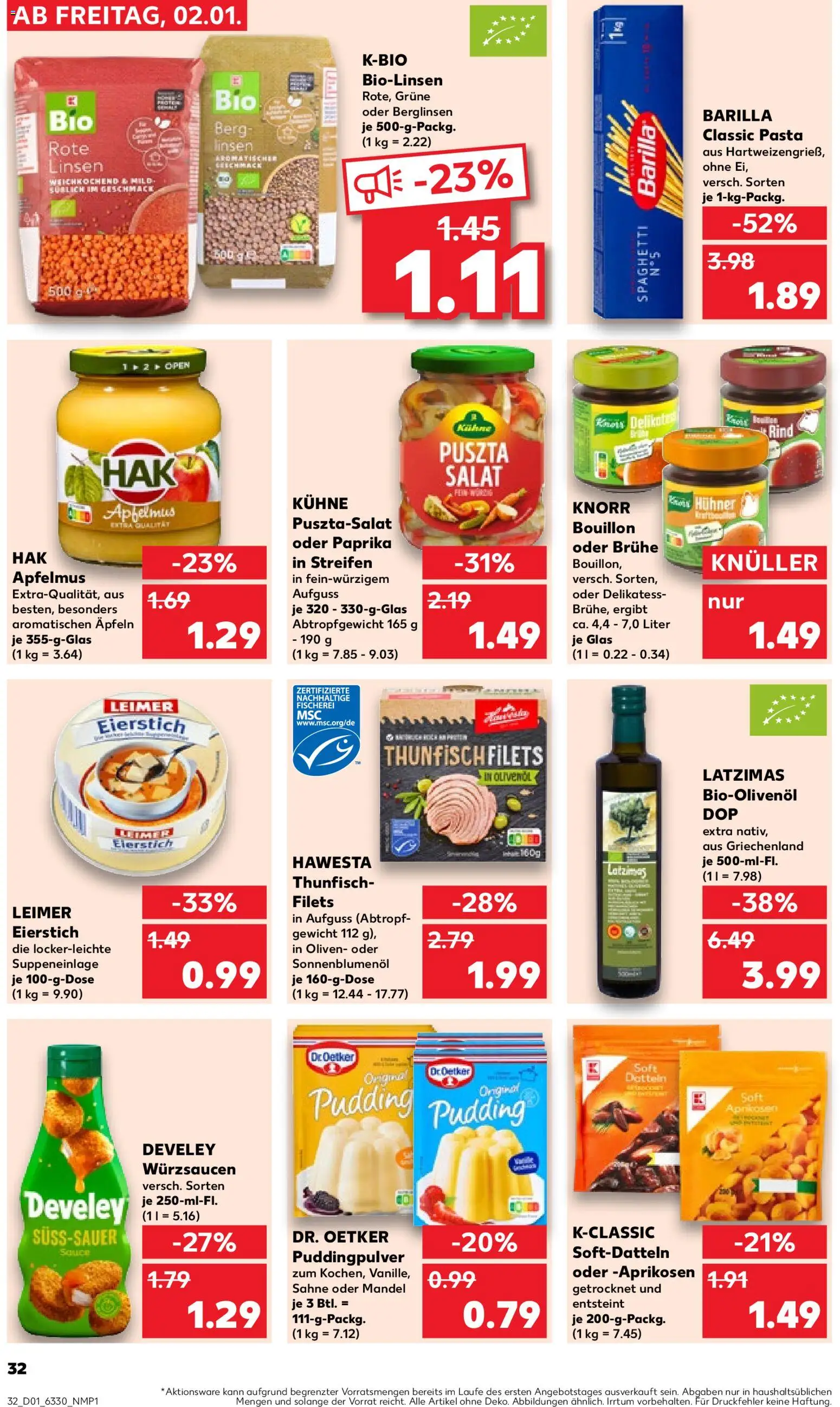 Kaufland prospekt Kiel	 – gültig ab 02.01.2026 | Seite: 32 | Produkte: Olivenol, Knorr, Paprika, Pasta