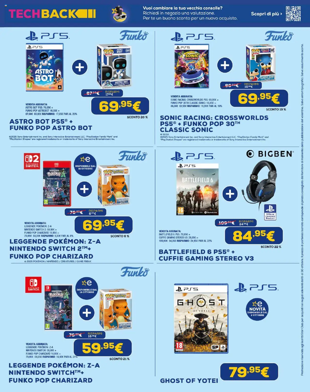 Volantino Euronics del 09.10.2025 | Pagina: 9 | Prodotti: Tè, Cuffie, Playstation, Sega