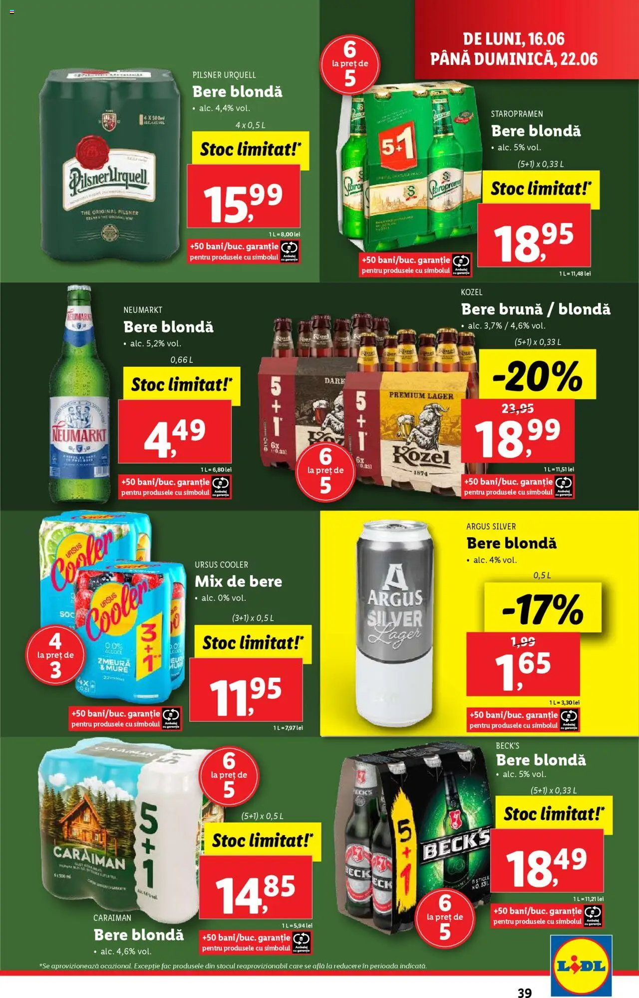 Catalog Lidl – valabil de la 16.06.2025 | Pagină: 39 | Produse: Zmeură, Bere