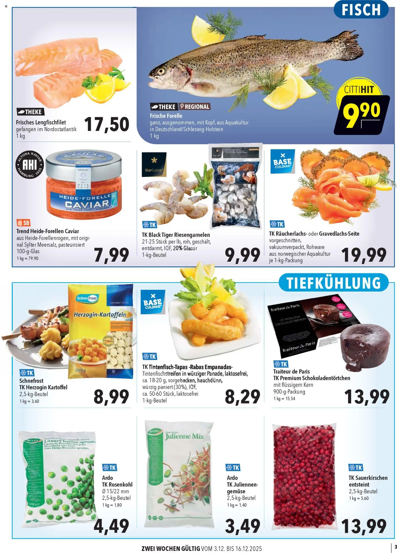 CITTI Markt Aktuelle Angebote für Profis – gültig ab 03.12.2025 | Seite: 3 | Produkte: Theke, Fisch, Räucherlachs, Gemüse