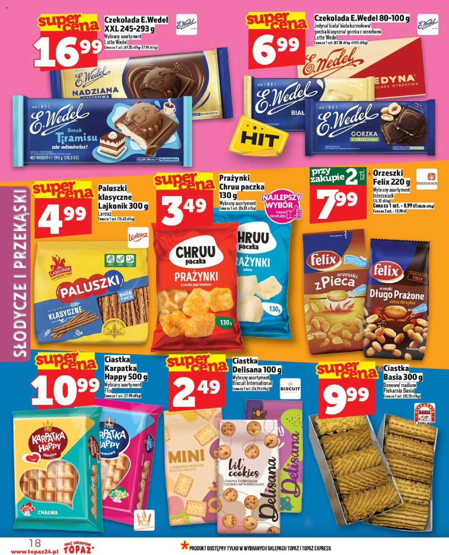 Topaz Gazetka - Żelków-Kolonia od 30.10.2025 | Strona: 18 | Produkty: Słodycze, Piekarnia, Paluszki, Czekolada