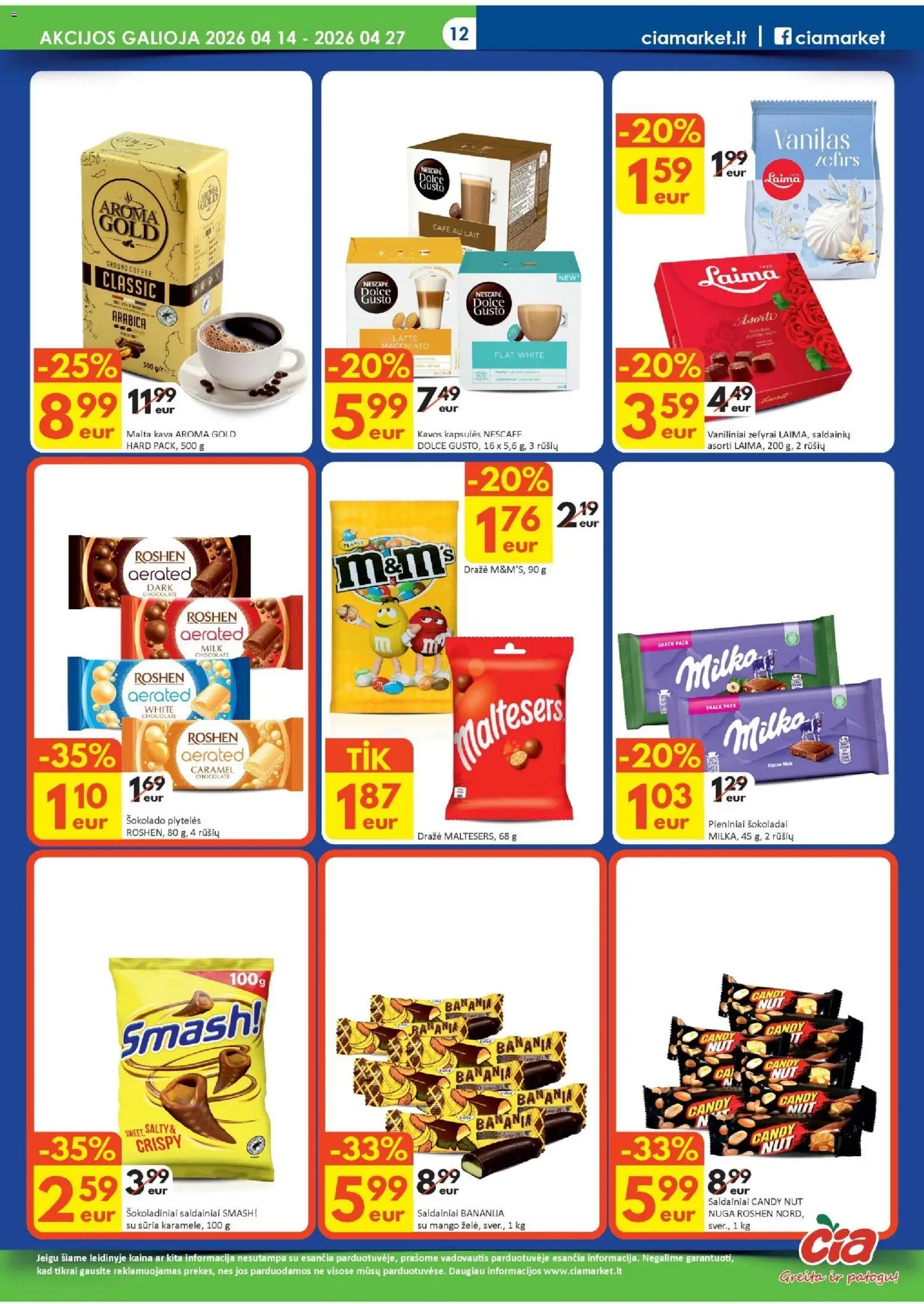 ČIA MARKET akcijos nuo 14.04.2026 | Puslapis: 12 | Prekių: Kava, Saldainiai