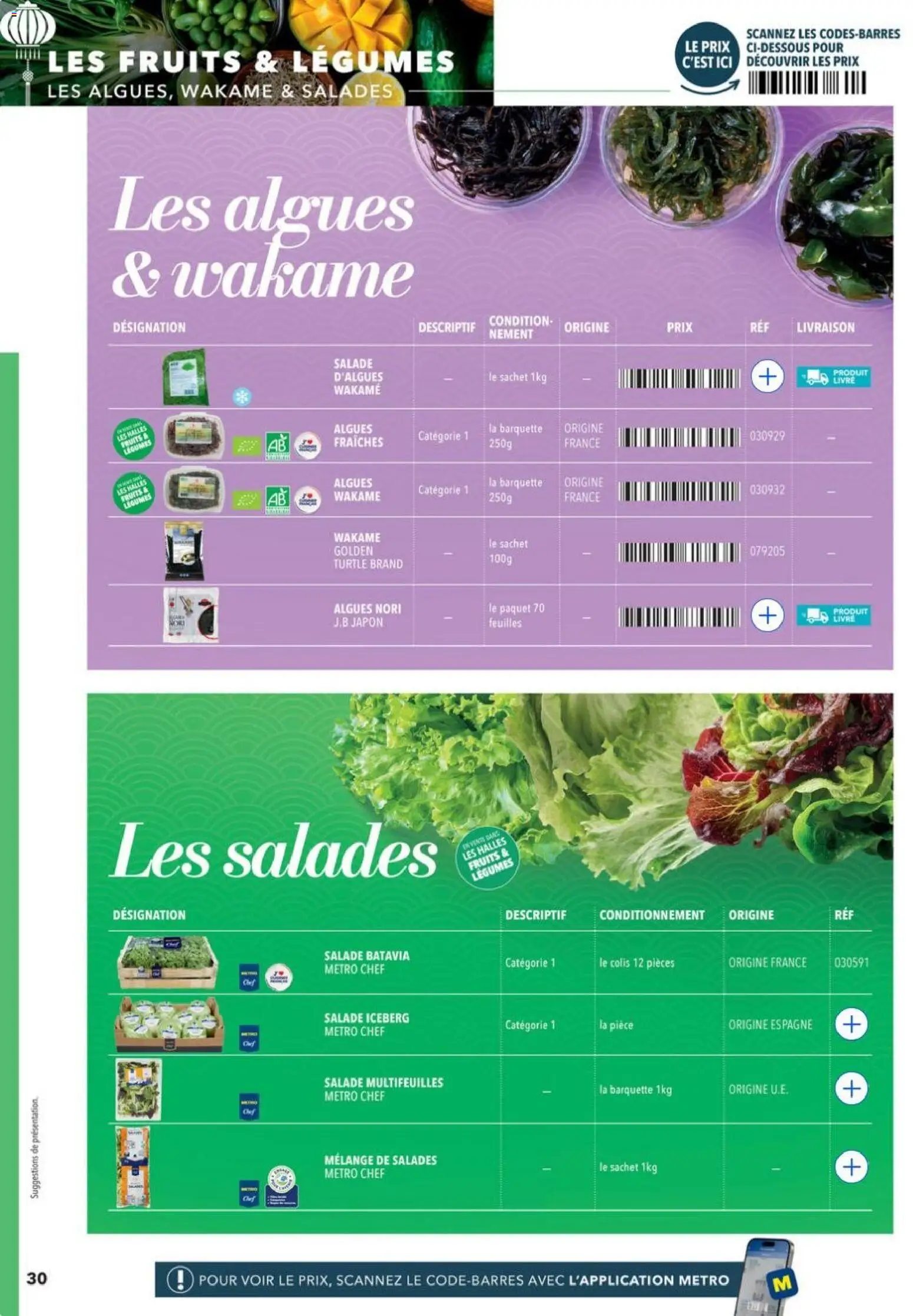 {H1} | Page: 30 | Produits: Salade, Algues, Livre