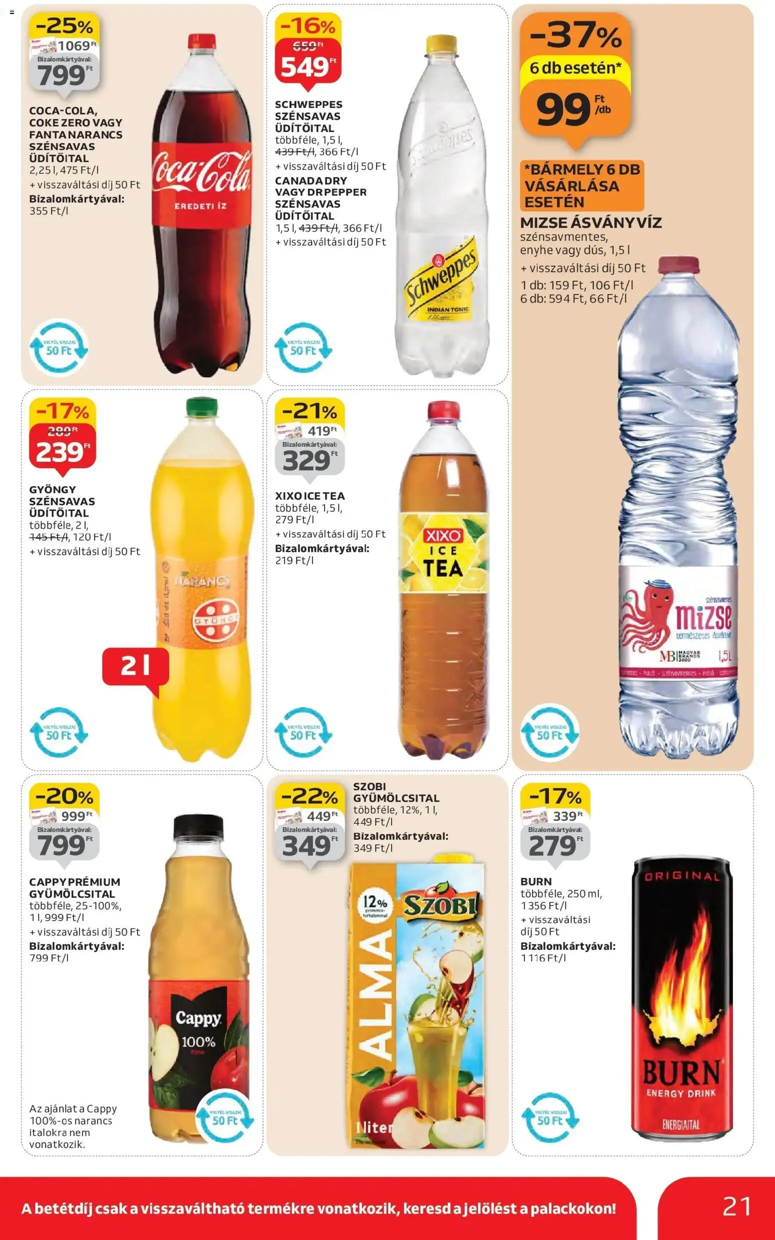 Auchan akciós ujság - amely érvényes a következő dátumtól: 29.01.2026 | Oldal: 21 | Termékek: Tonic, Energiaital, Ice tea, Tea