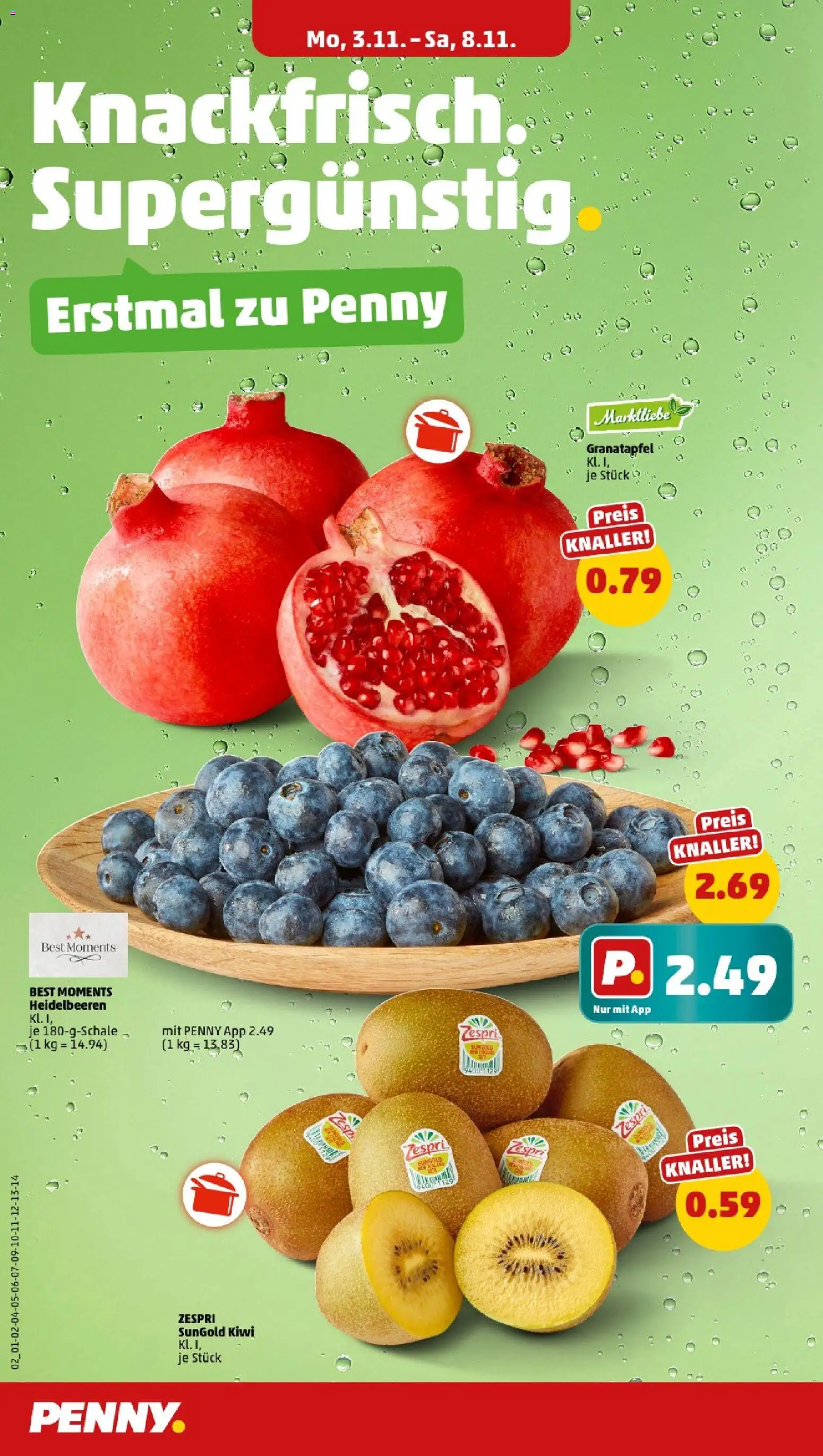 Penny - Baden-Württemberg – gültig ab 03.11.2025 | Seite: 4 | Produkte: Granatapfel, Heidelbeeren, Kiwi