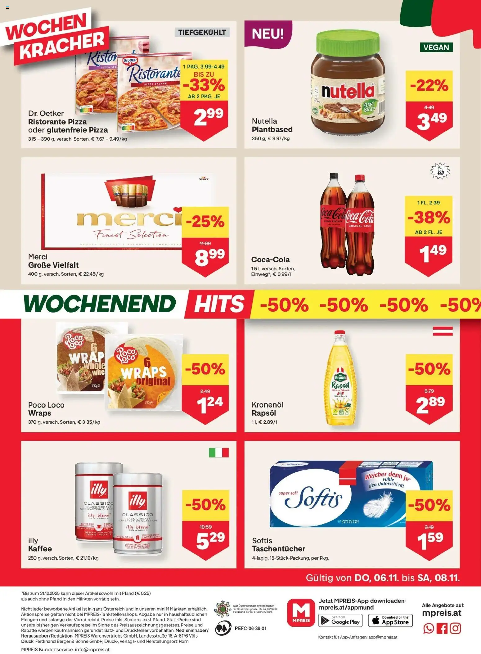 MPREIS Pfunds gültig ab 06.11.2025 | Seite: 12 | Produkte: Zucker, Kaffee, Pizza