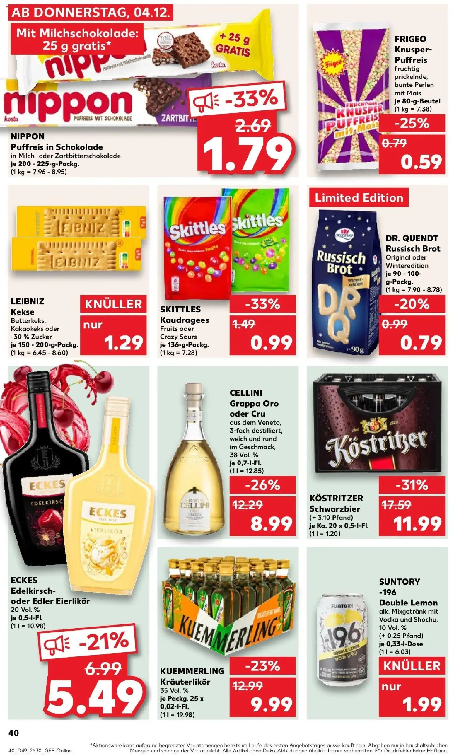 Kaufland prospekt Bentwisch	 – gültig ab 04.12.2025 | Seite: 40 | Produkte: Milch, Schokolade, Kuemmerling, Brot