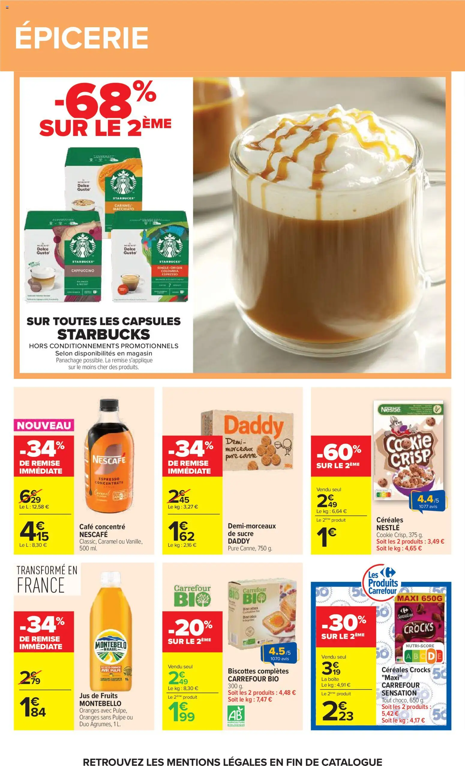 {H1} | Page: 42 | Produits: Biscottes, Sucre, Café, Oranges