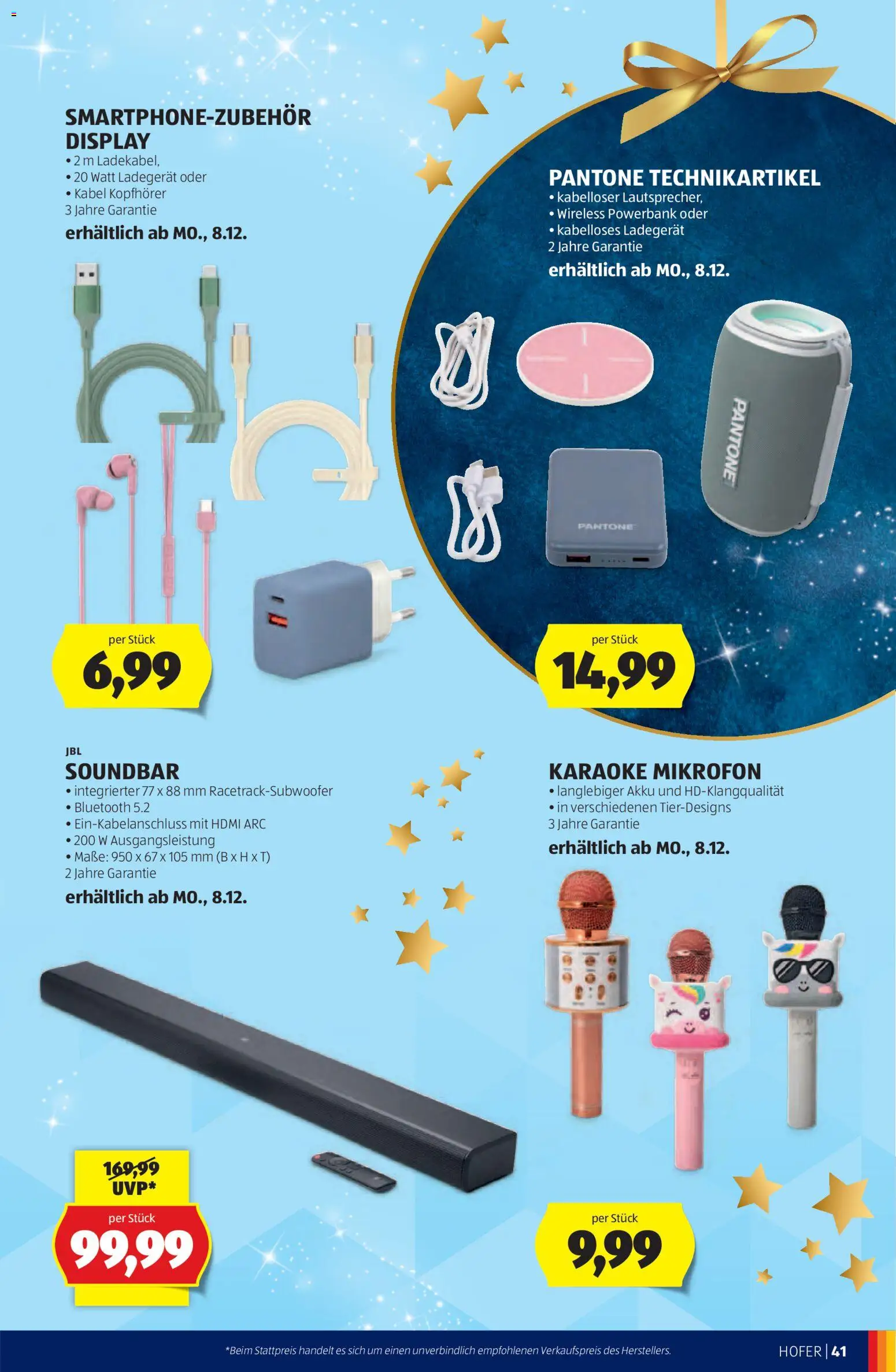 Hofer AT akciós ujság - amely érvényes a következő dátumtól: 05.11.2025 | Oldal: 41 | Termékek: Powerbank, Kábel, Mikrofon, Soundbar