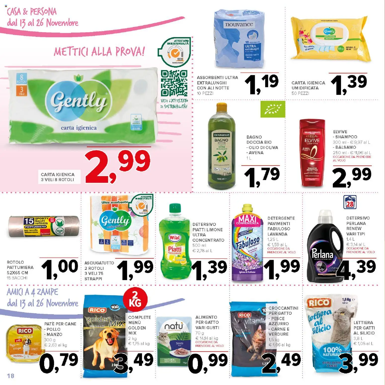 Volantino Todis del 13.11.2025 | Pagina: 18 | Prodotti: Asciugatutto, Bagno, Profumo, Olio di Oliva