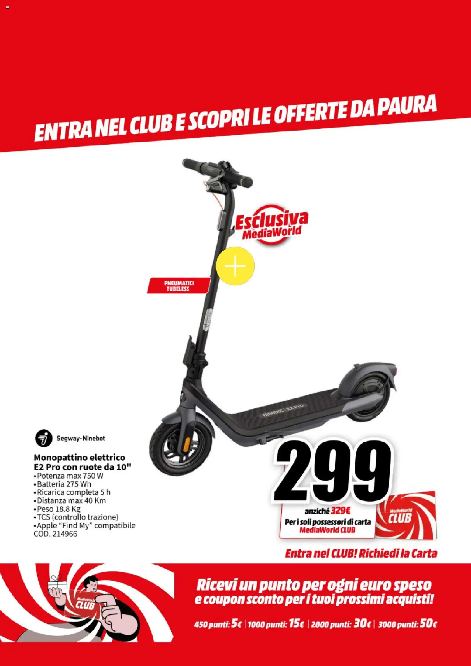 Volantino Media World del 27.10.2025 | Pagina: 45 | Prodotti: Monopattino, Batteria, Monopattino elettrico